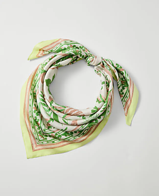 Ann Taylor Palm Print Silk Scarf made by Ann Taylor