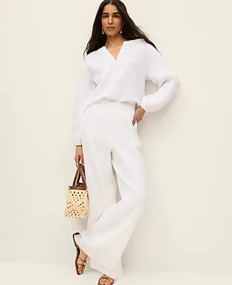 Ann Taylor The Easy Fit Wide-Leg Pant in Cotton Gauze sold by Ann Taylor