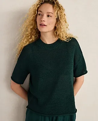 Ann Taylor Haven Well Within Organic Cotton Linen Tape Yarn Sweater sold by Ann Taylor