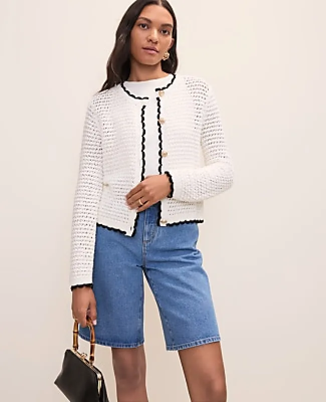 Ann Taylor Petite Scalloped Trim Cardigan made by Ann Taylor