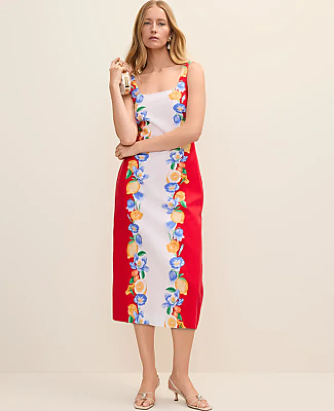 Ann Taylor Petite Floral Sheath Dress in Linen Blend made by Ann Taylor