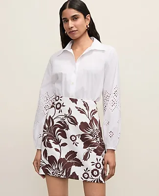 Ann Taylor Floral A-Line Skirt in Linen Blend sold by Ann Taylor