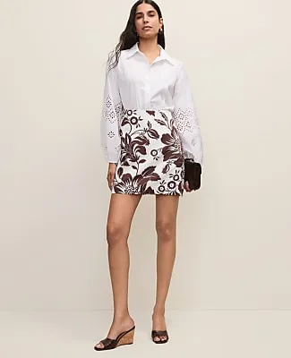 Ann Taylor Floral A-Line Skirt in Linen Blend sold by Ann Taylor product image thumbnail 2