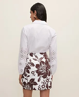 Ann Taylor Floral A-Line Skirt in Linen Blend sold by Ann Taylor product image thumbnail 3