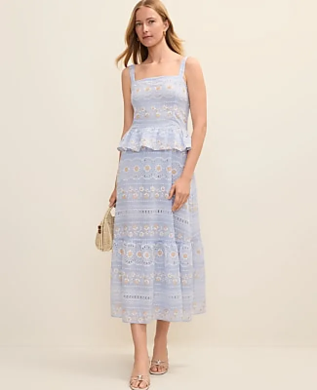 Ann Taylor Eyelet Peplum Midi Dress made by Ann Taylor