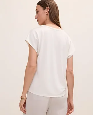 Ann Taylor Petite Lace Trim Mixed Media Top sold by Ann Taylor product image thumbnail 2