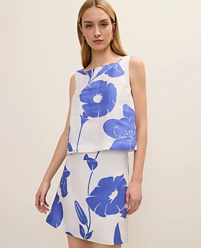 Ann Taylor Floral Tank Top in Linen made by Ann Taylor