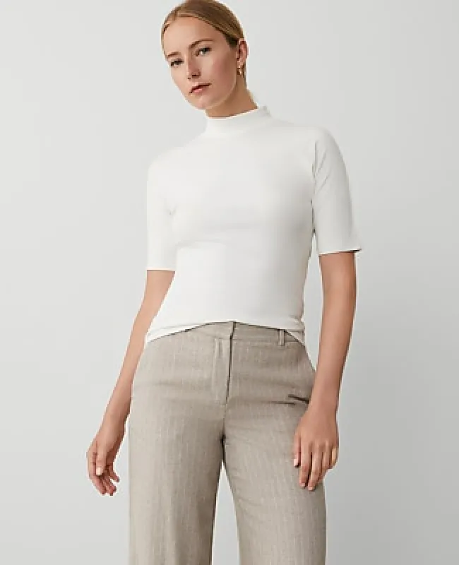 Ann Taylor Petite Mock Neck Elbow Sleeve Top made by Ann Taylor
