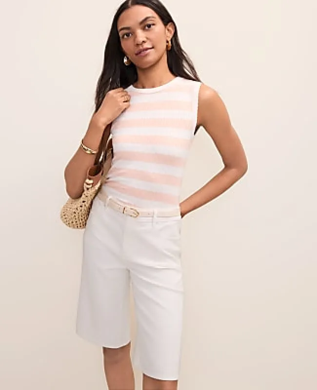 Ann Taylor Petite Weekend Striped Pointelle Tank made by Ann Taylor