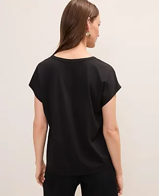 Ann Taylor Petite Lace Trim Mixed Media Top sold by Ann Taylor product image thumbnail 2