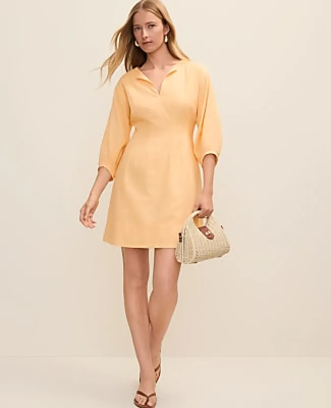 Ann Taylor Petite Pintucked Mini Dress in Linen Blend made by Ann Taylor