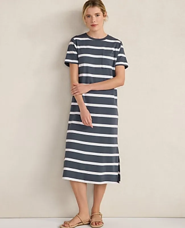Ann Taylor Haven Well Within Organic Cotton Interlock Striped Short Sleeve Dress made by Ann Taylor