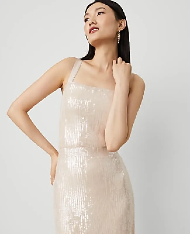 Ann Taylor Petite Cropped Sequin Tank Top made by Ann Taylor