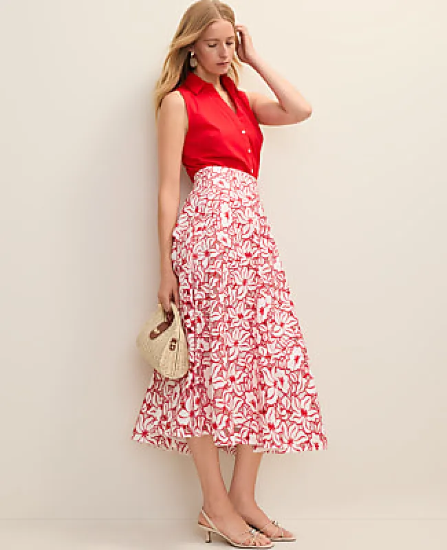 Ann Taylor Eyelet Full Midi Skirt made by Ann Taylor