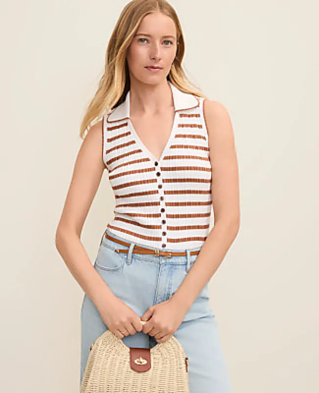 Ann Taylor Weekend Striped Sweater Vest made by Ann Taylor