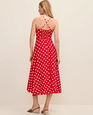 Ann Taylor Polka Dot Midi Dress in Linen Blend sold by Ann Taylor product image thumbnail 2