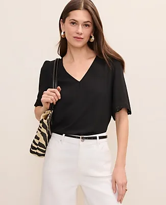 Ann Taylor Embroidered Mixed Media Top sold by Ann Taylor