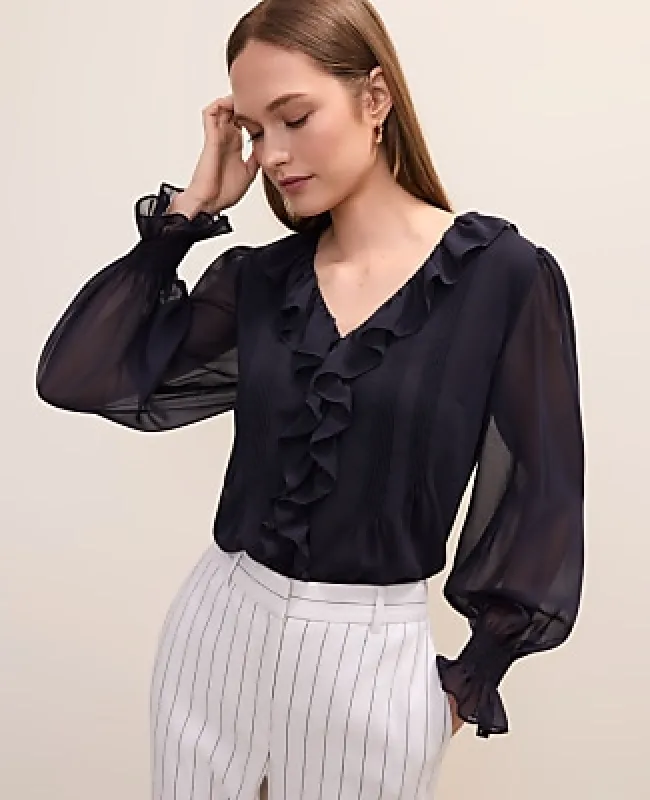 Ann Taylor Ruffle Trim Blouse made by Ann Taylor