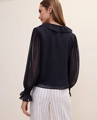 Ann Taylor Ruffle Trim Blouse sold by Ann Taylor product image thumbnail 2