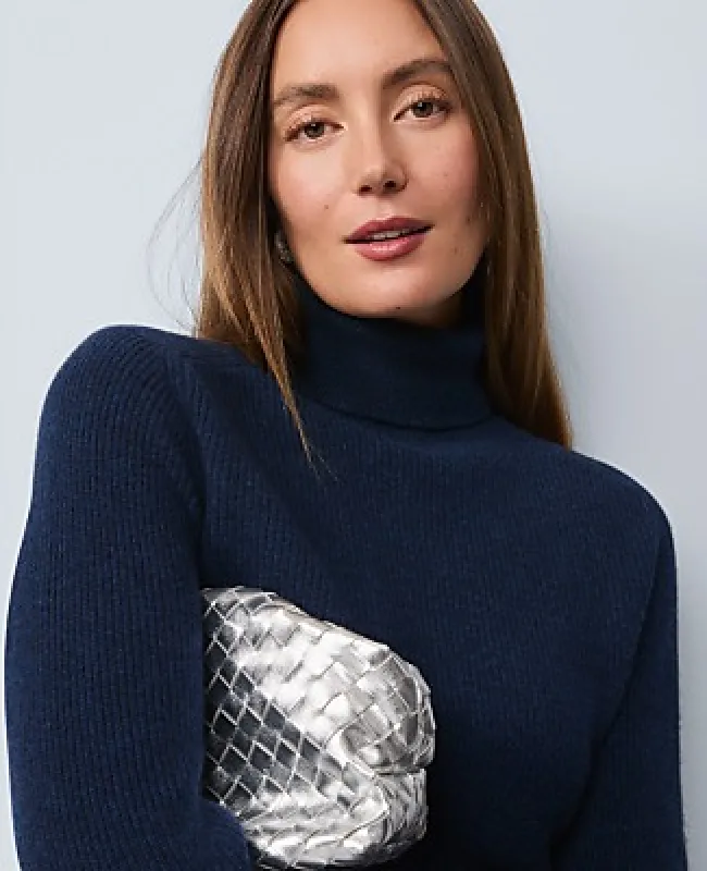 Ann Taylor Studio Collection Cashmere Ribbed Turtleneck Sweater made by Ann Taylor