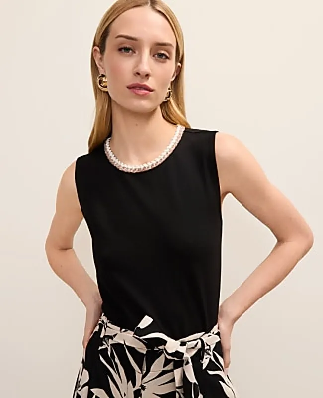 Ann Taylor Petite Braid Trim Ponte Top made by Ann Taylor