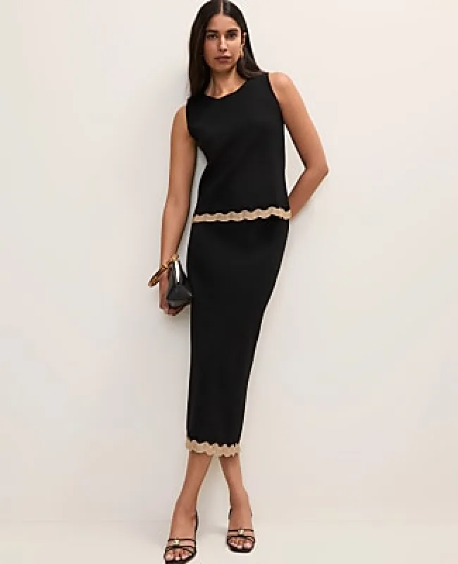Ann Taylor Metallic Trim Sweater Midi Skirt made by Ann Taylor