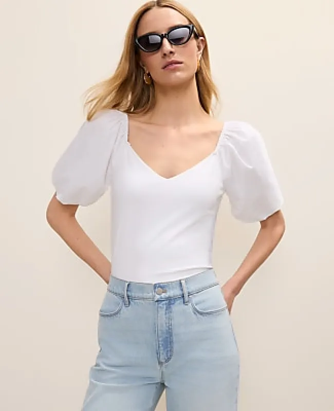 Ann Taylor Mixed Media Puff Sleeve Top made by Ann Taylor