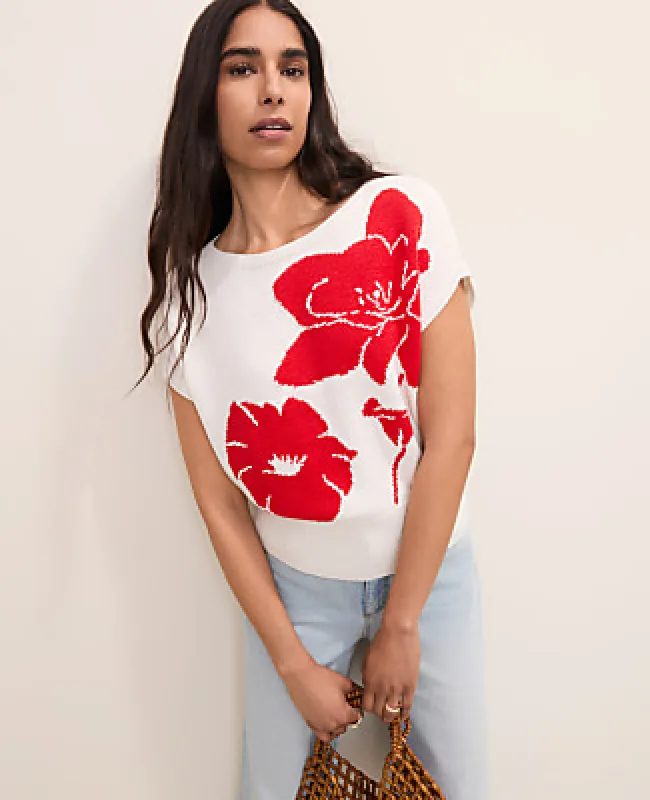 Ann Taylor Petite Floral Jacquard Sweater Shell Top made by Ann Taylor