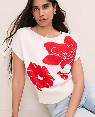 Ann Taylor Petite Floral Jacquard Sweater Shell Top sold by Ann Taylor product image thumbnail 3