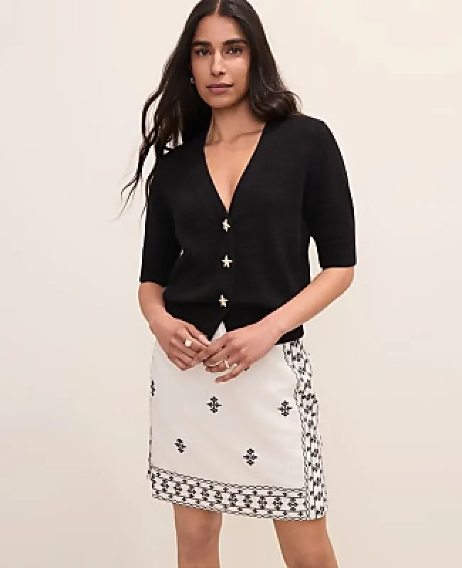 Ann Taylor Starfish Button Elbow Sleeve Cardigan made by Ann Taylor