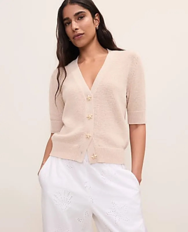 Ann Taylor Starfish Button Elbow Sleeve Cardigan made by Ann Taylor