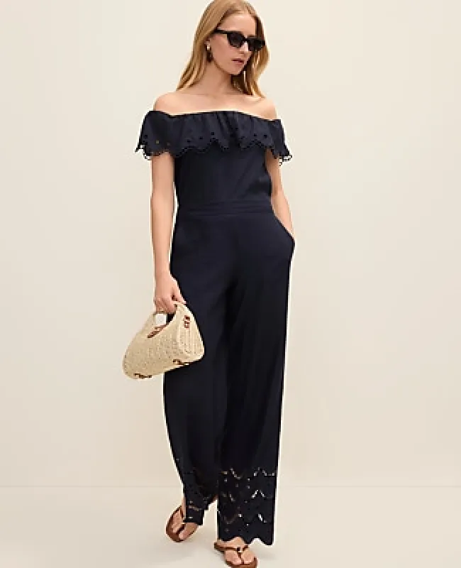 Ann Taylor The Petite Easy Wide-Leg Pant in Linen Blend made by Ann Taylor