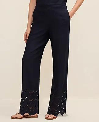 Ann Taylor The Petite Easy Wide-Leg Pant in Linen Blend sold by Ann Taylor product image thumbnail 2