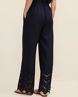 Ann Taylor The Petite Easy Wide-Leg Pant in Linen Blend sold by Ann Taylor product image thumbnail 3