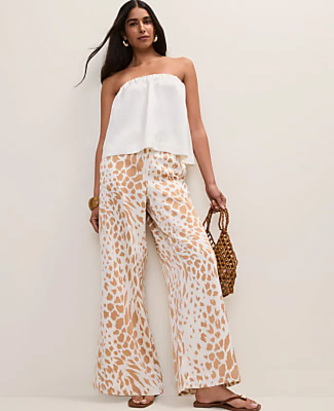 Ann Taylor Petite Easy Wide-Leg Pant in Animal Print Satin made by Ann Taylor