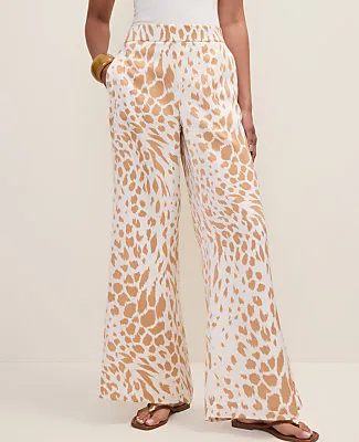 Ann Taylor Petite Easy Wide-Leg Pant in Animal Print Satin sold by Ann Taylor product image thumbnail 2