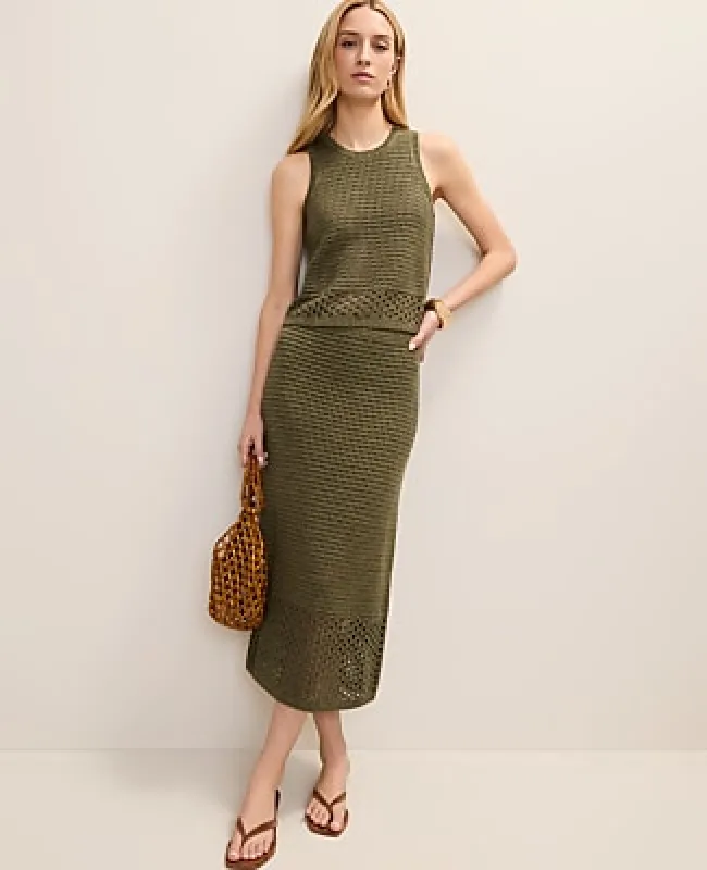 Ann Taylor Petite Crochet Midi Sweater Skirt made by Ann Taylor
