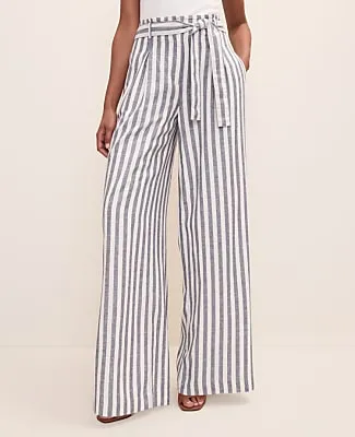 Ann Taylor The Striped Paperbag Waist Pant in Linen Blend sold by Ann Taylor product image thumbnail 2