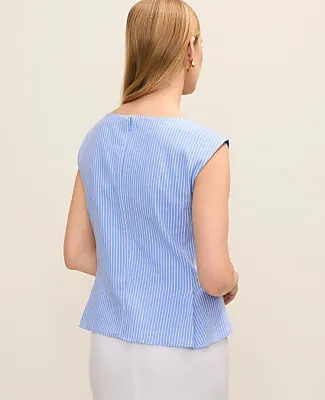 Ann Taylor Striped Peplum Top in Linen Blend sold by Ann Taylor product image thumbnail 2