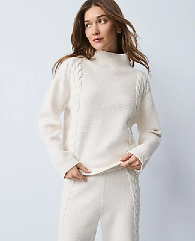 Ann Taylor Weekend Mixed Cable Sweater made by Ann Taylor