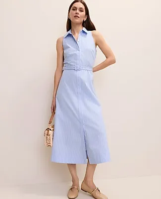 Ann Taylor Petite Striped Collared Halter Midi Dress sold by Ann Taylor