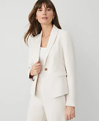 Ann Taylor The Petite Shorter Single Button Blazer in Fluid Crepe sold by Ann Taylor