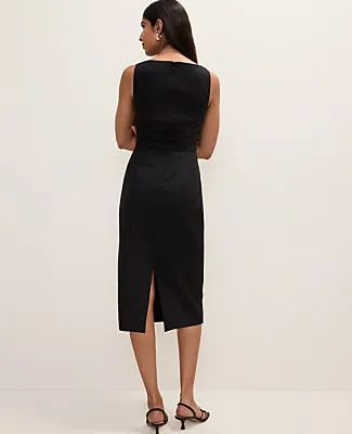 Ann Taylor Belted Column Midi Dress in Linen Blend sold by Ann Taylor product image thumbnail 2