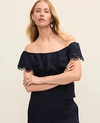 Ann Taylor Off-The-Shoulder Top in Linen Blend sold by Ann Taylor