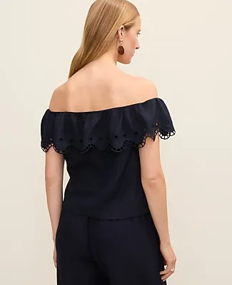 Ann Taylor Off-The-Shoulder Top in Linen Blend sold by Ann Taylor product image thumbnail 2