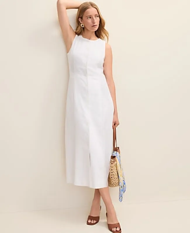 Ann Taylor Button Midi Dress in Linen Blend made by Ann Taylor