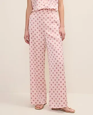 Ann Taylor The Petite Side Zip Wide-Leg Pant in Geo Satin sold by Ann Taylor product image thumbnail 2