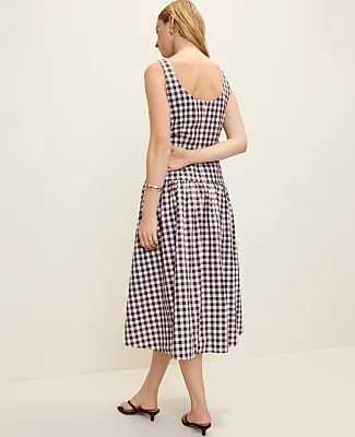 Ann Taylor Flare Midi Dress in Gingham sold by Ann Taylor product image thumbnail 2