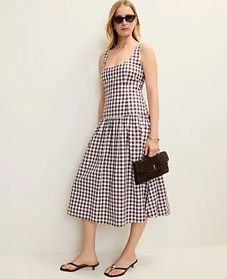 Ann Taylor Flare Midi Dress in Gingham sold by Ann Taylor product image thumbnail 3