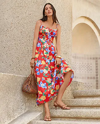 Ann Taylor Floral Gathered Maxi Dress sold by Ann Taylor product image thumbnail 3